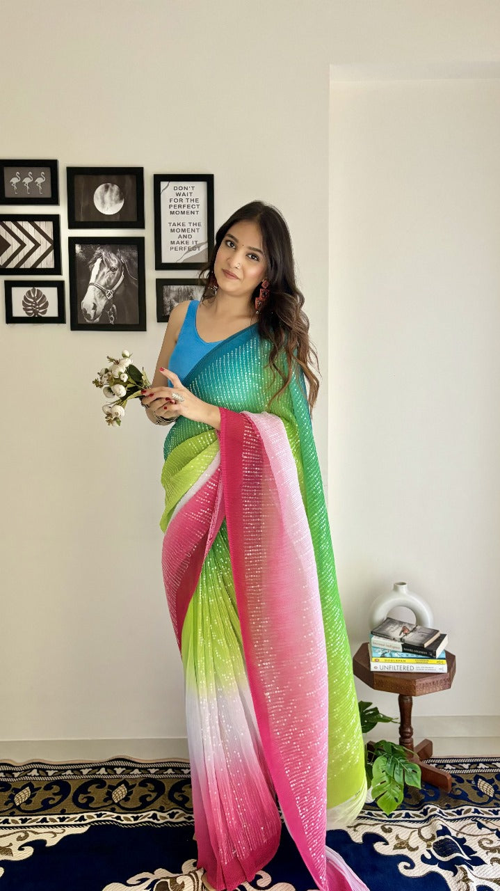 Crush Sequence Bling Saree