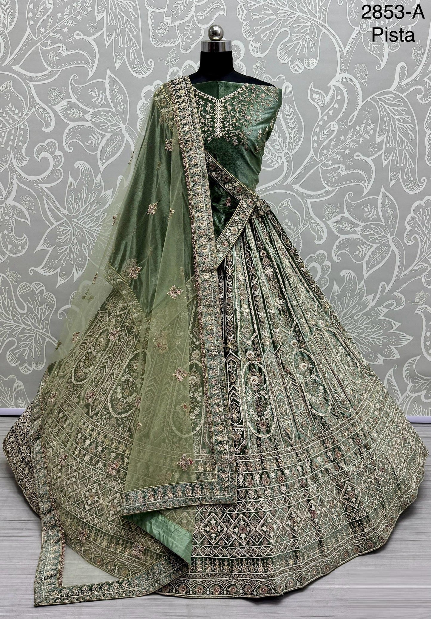 Magnificent Art of Embroidery on Velvet Base Lehanga