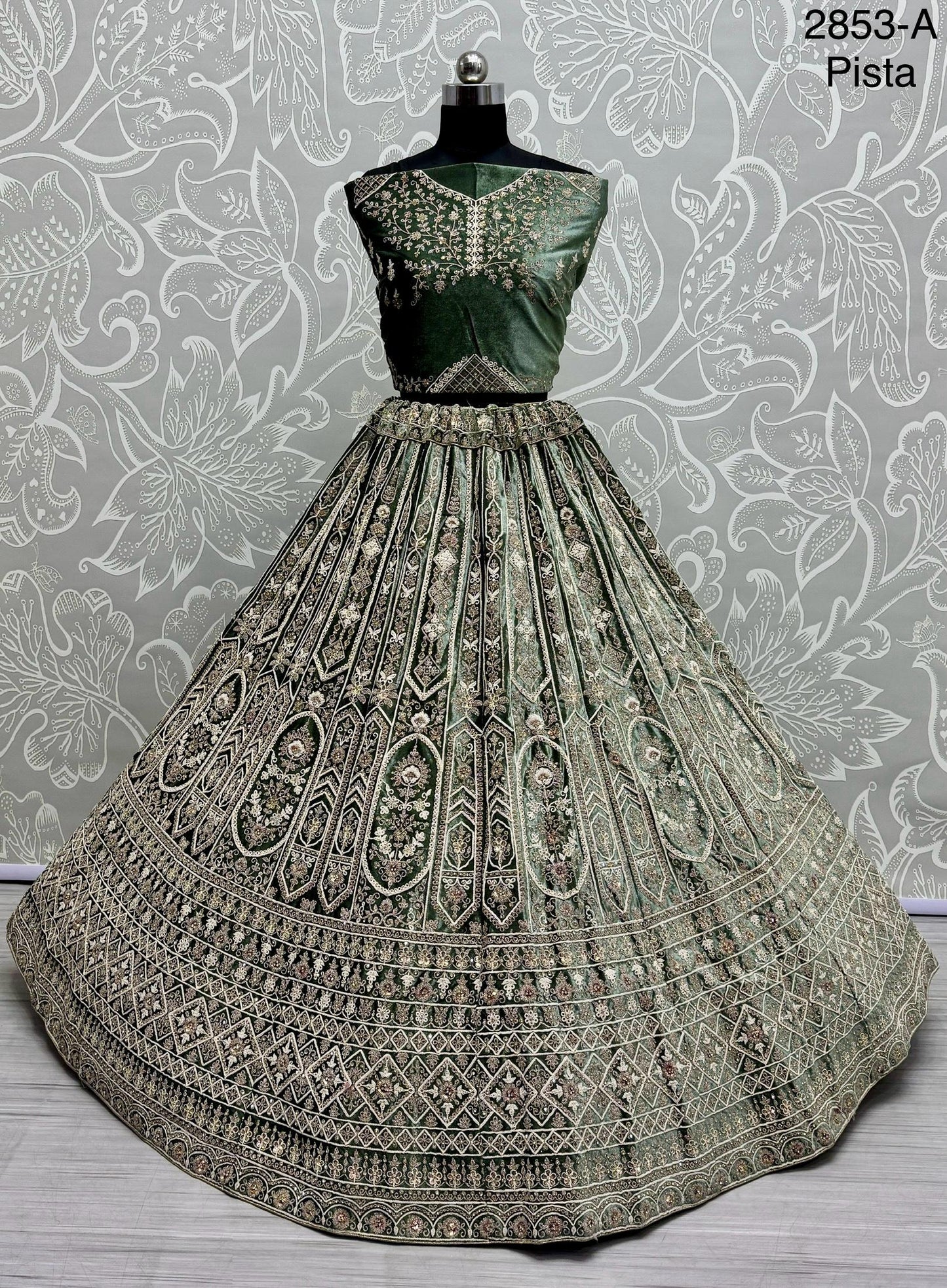 Magnificent Art of Embroidery on Velvet Base Lehanga