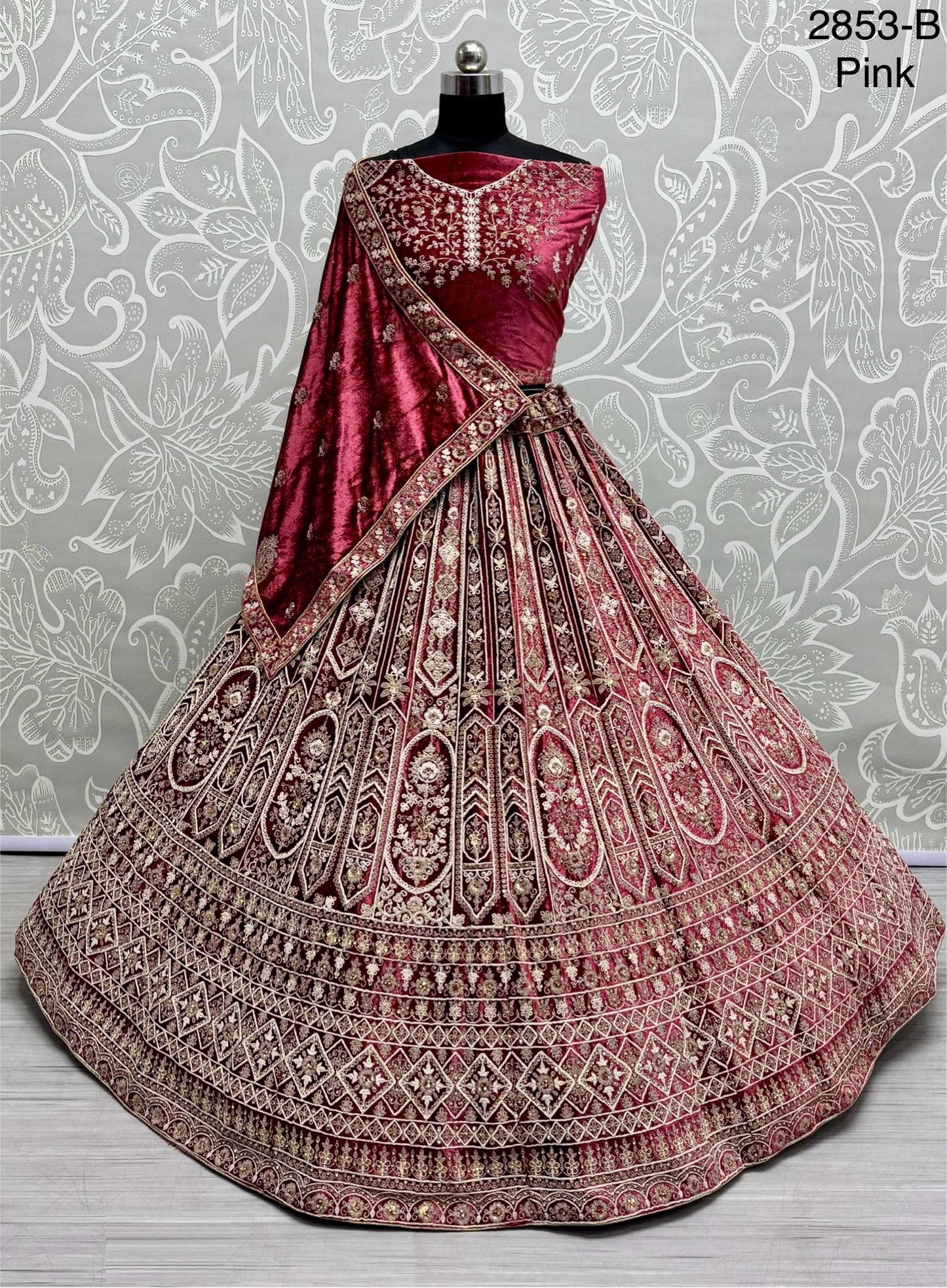 Magnificent Art of Embroidery on Velvet Base Lehanga