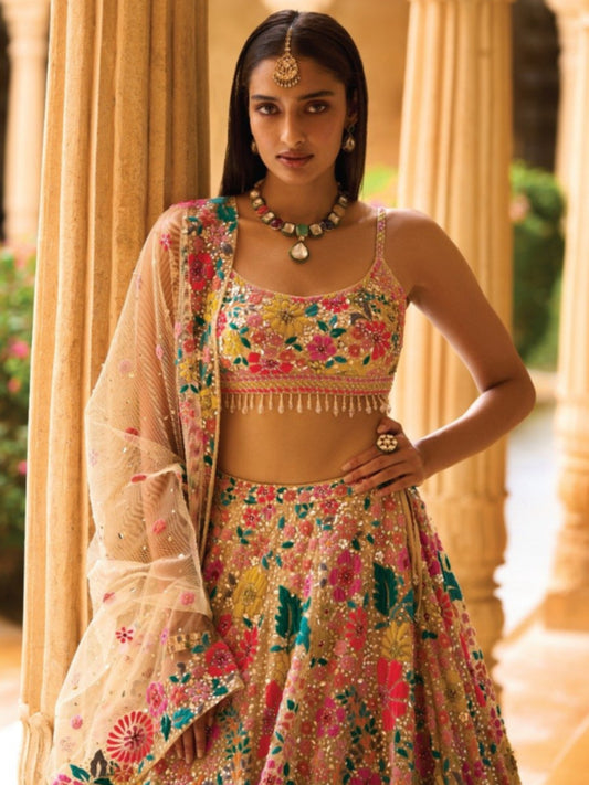 Floral Premium Bridesmaid Georgette based Lehenga Set