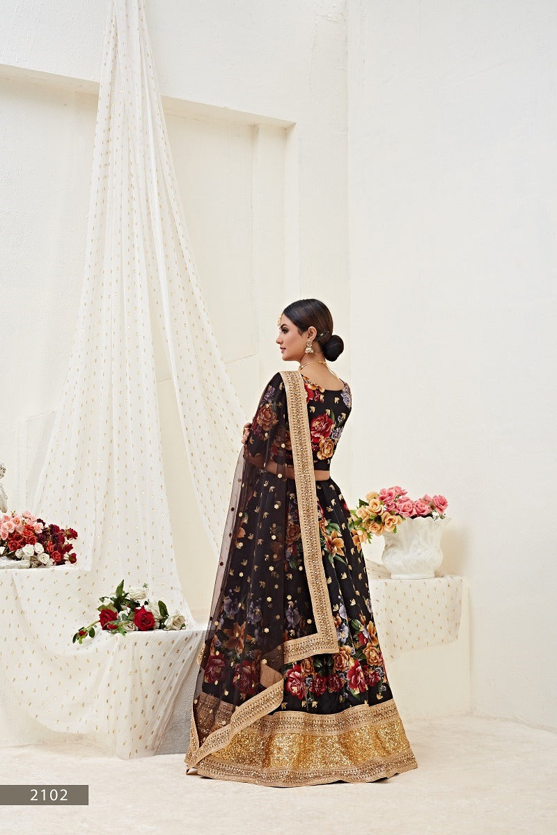 BLACK FLORAL LEHENGA CHOLI