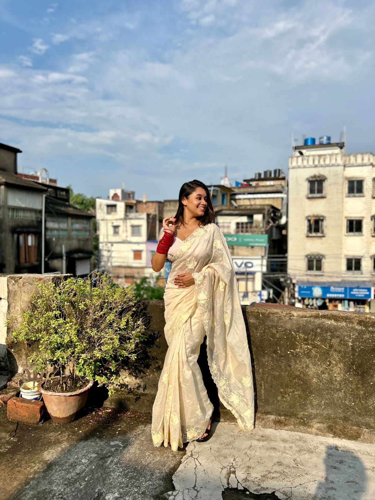 Pure Chanderi Cotton Embroidered Work Saree