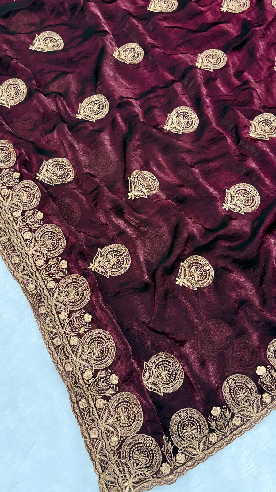 Sheer Elegance Exquisite Heavy Fandy Satin Silk Saree