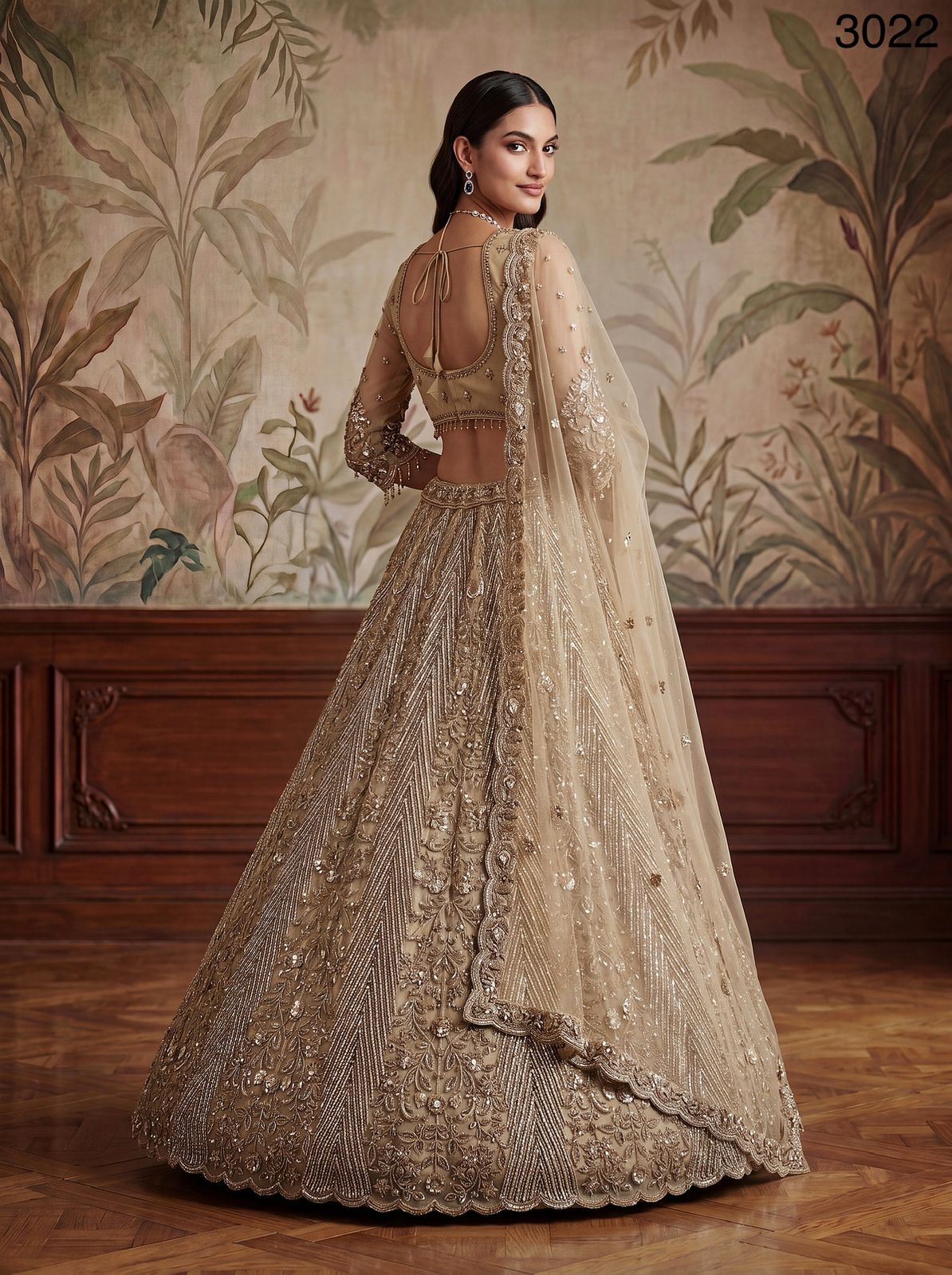 The Antique Gold Chevron Lehenga Choli Along With Designed Dupatta