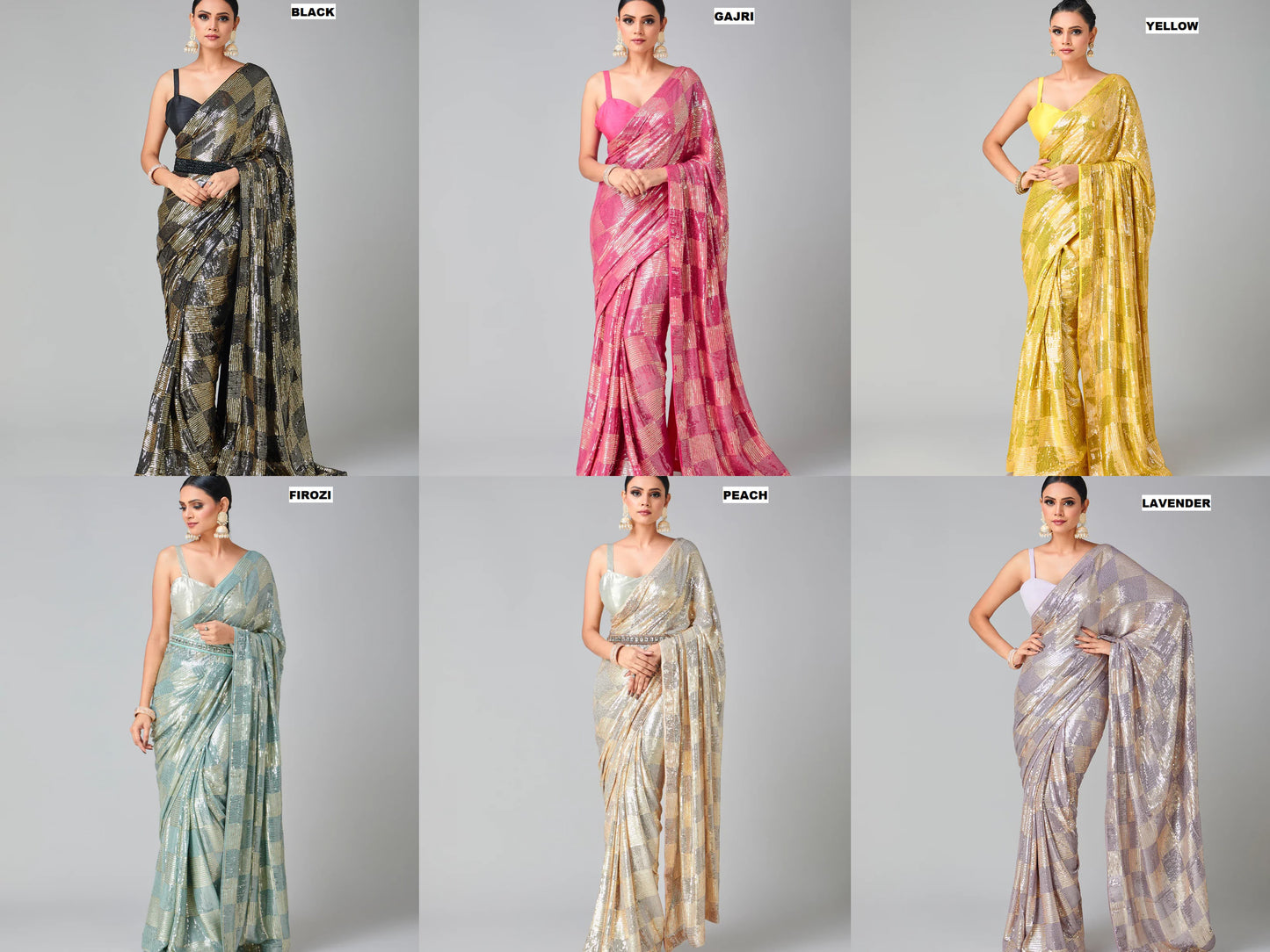 Bling Square Fashionable Sequins Bollywood Saree
