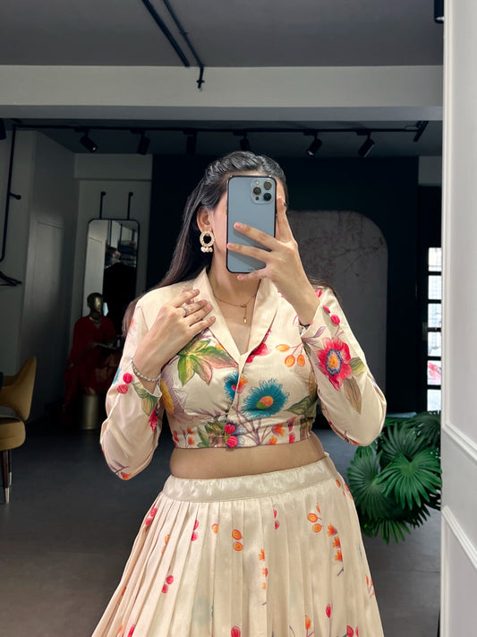 Blossom in Elegance: Floral Tasar Silk Co-ord Set