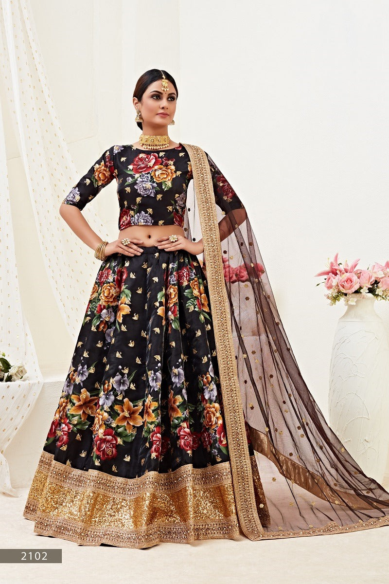 BLACK FLORAL LEHENGA CHOLI