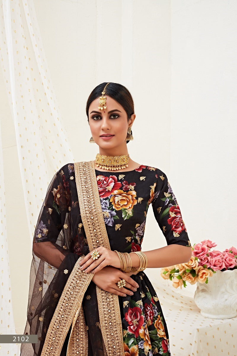 BLACK FLORAL LEHENGA CHOLI