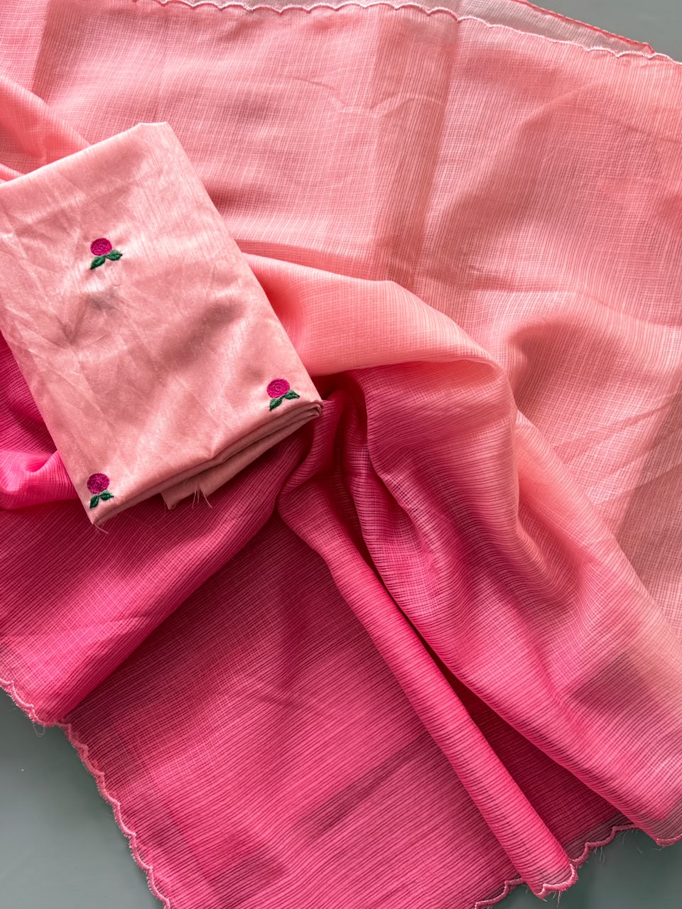 Pink Premium Viscose Kota Doriya Saree
