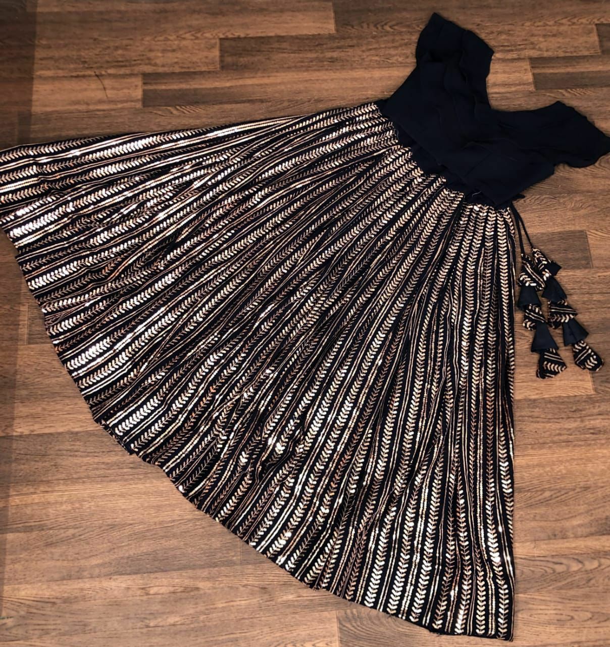 Exclusively Exquisite Indo Fusion Skirt Top / Lehenga Blouse (Navy Blue)