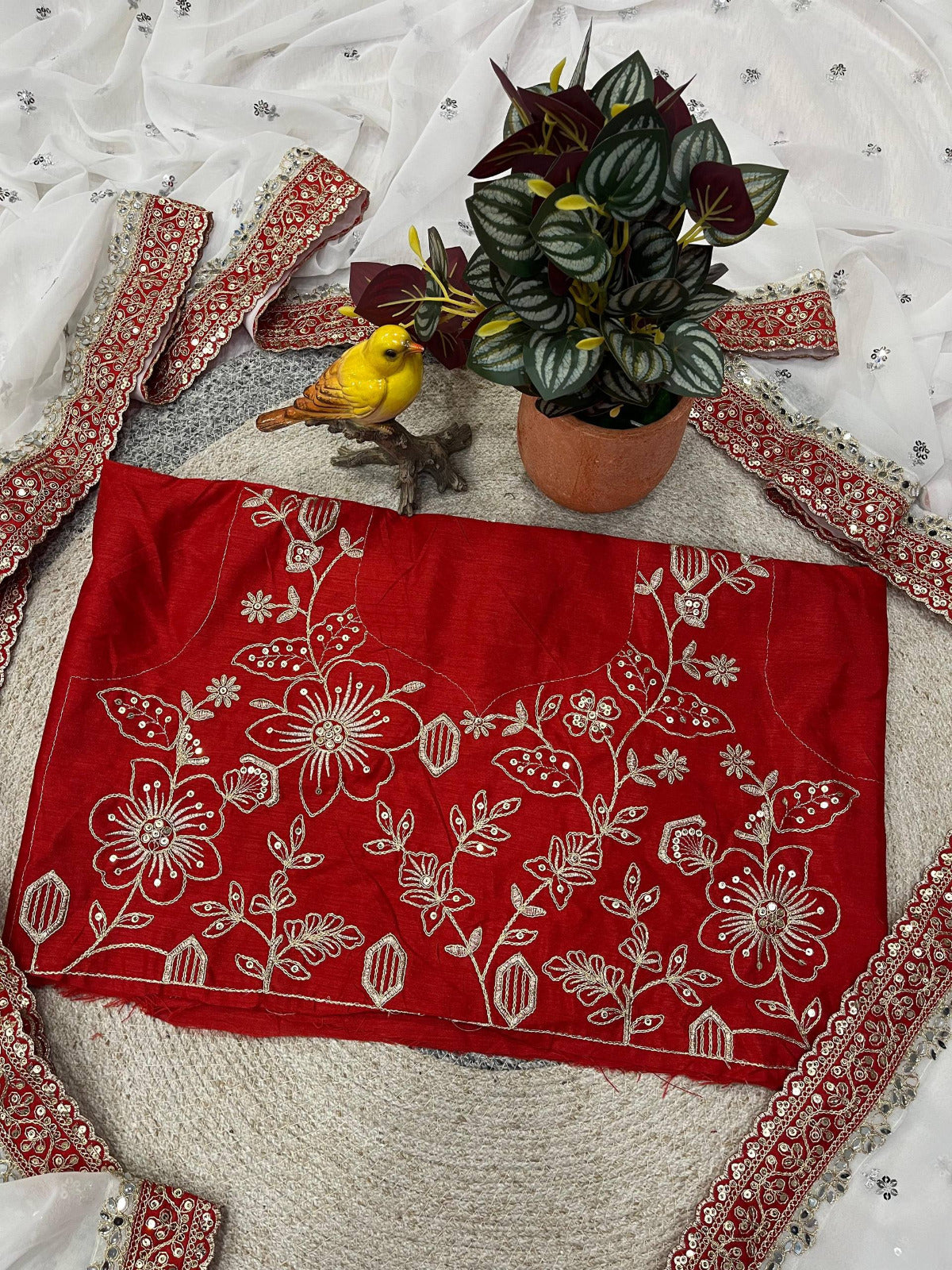 Stunning Ethnic Real Mirror Work Designer Saree