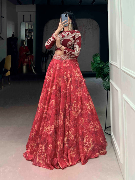 Co_ord Style Premium Tasar Silk Lehenga