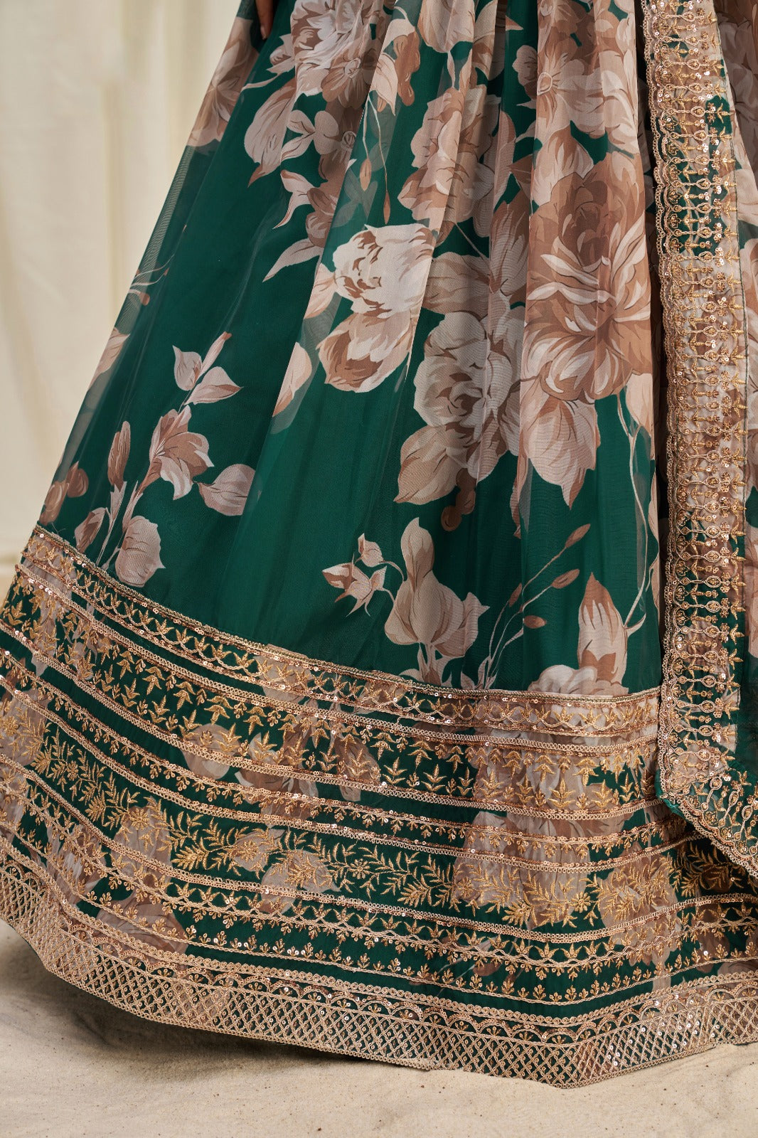 Green Floral Summer Lehanga