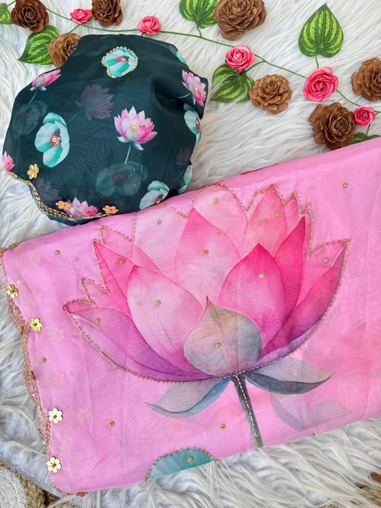 Floral Soft Tabby Silk FLoral Summer Saree