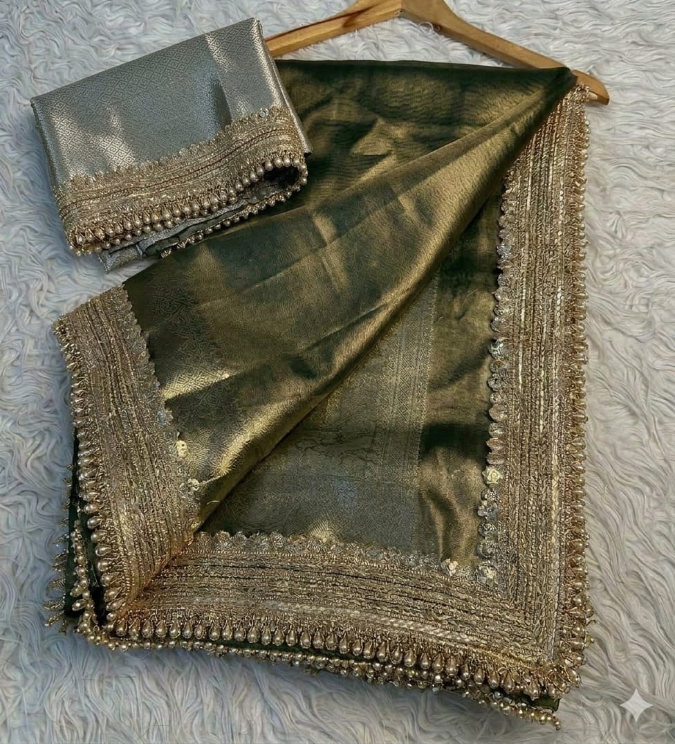 Banarasi Soft Maharani Glass Tissue Silk Green Saree