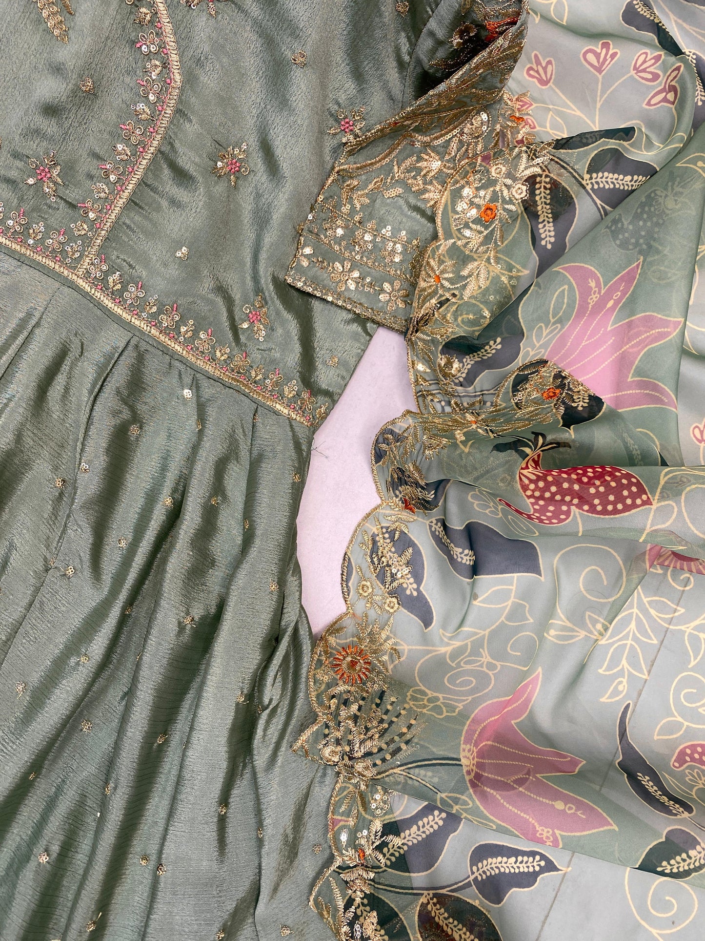 EXCLUSIVE 2 PIECE GOWN WITH DUPATTA IN SEQUENCE EMBROIDERY WORK