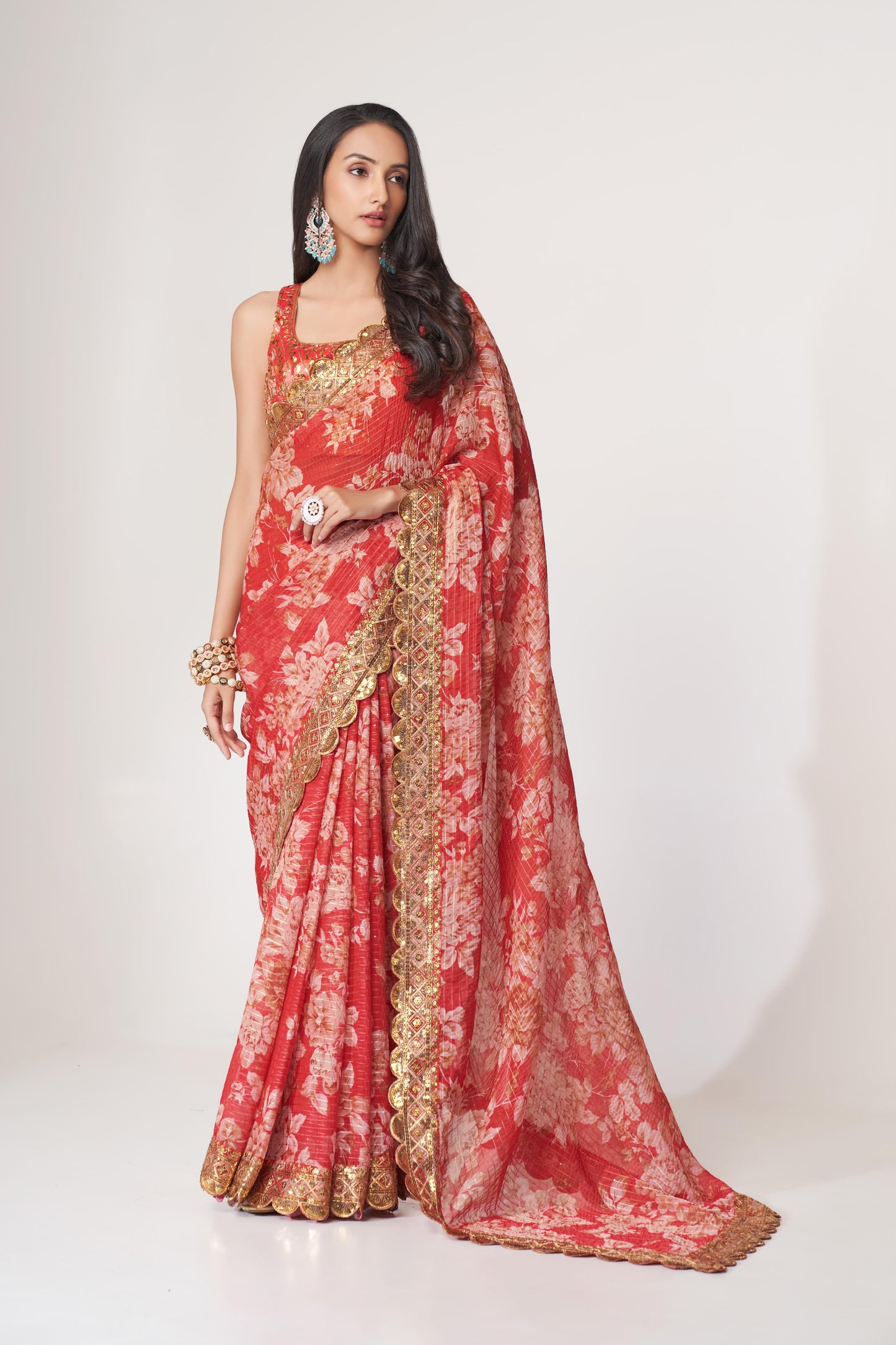 Floral Premium Organza Saree