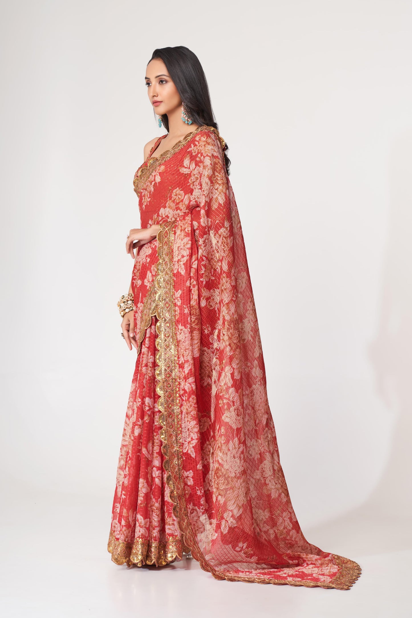 Floral Premium Organza Saree