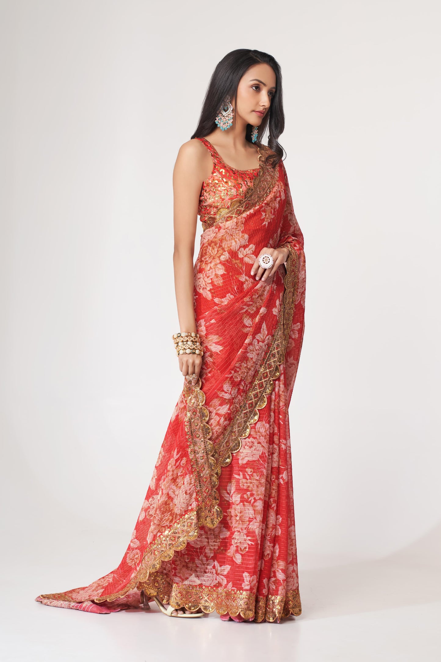 Floral Premium Organza Saree