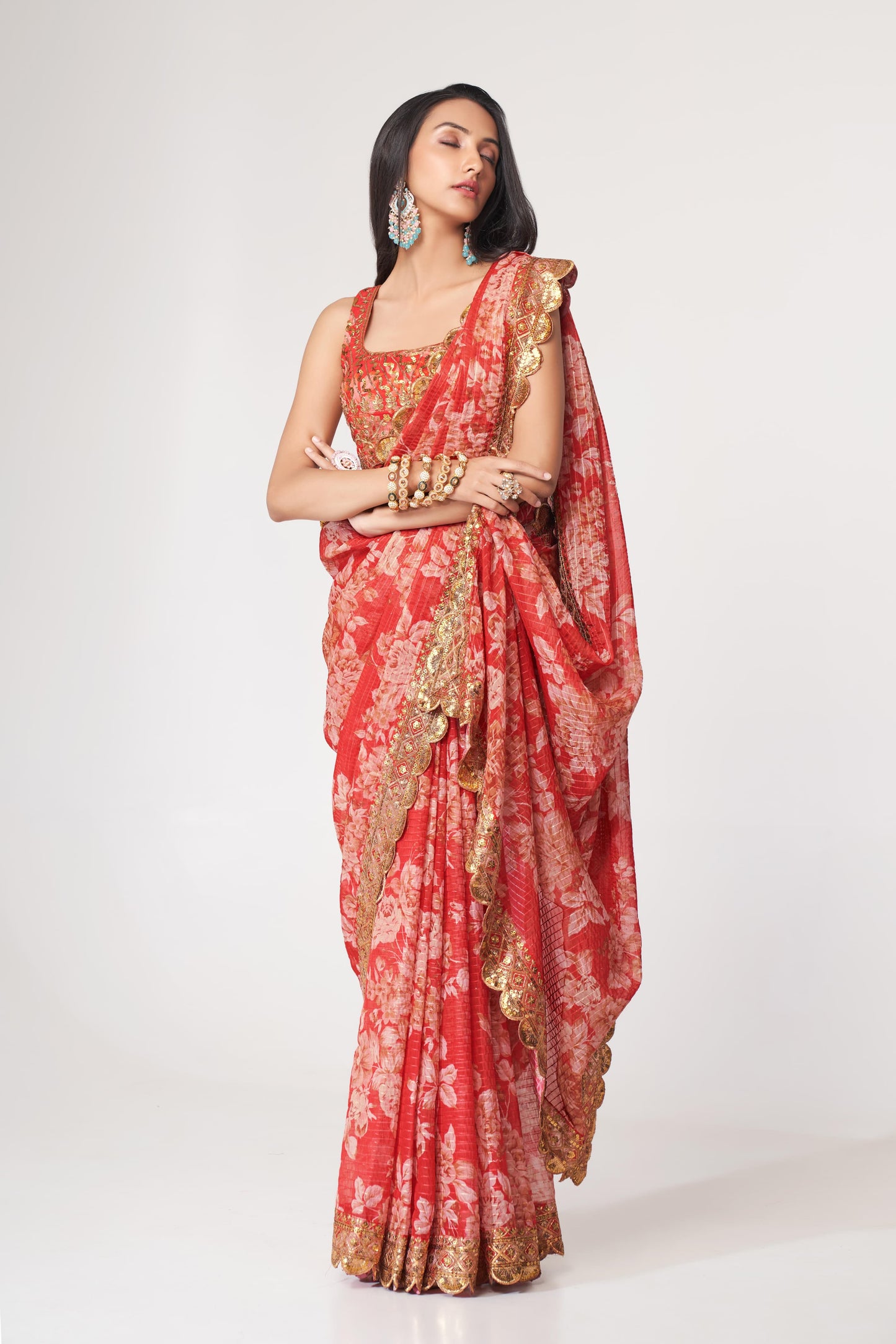 Floral Premium Organza Saree