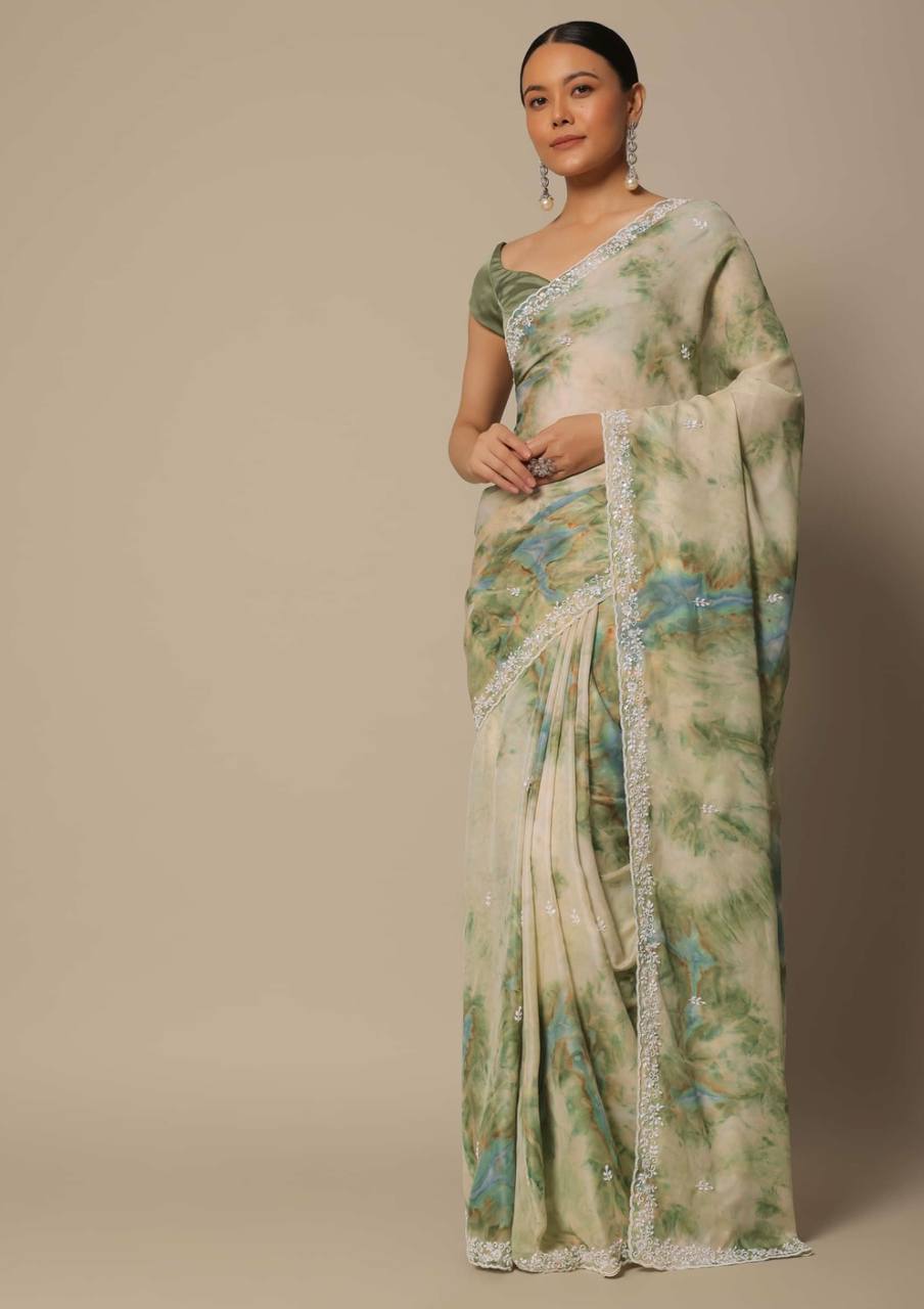 Floral Pastal Print Soothing Looks Saree
