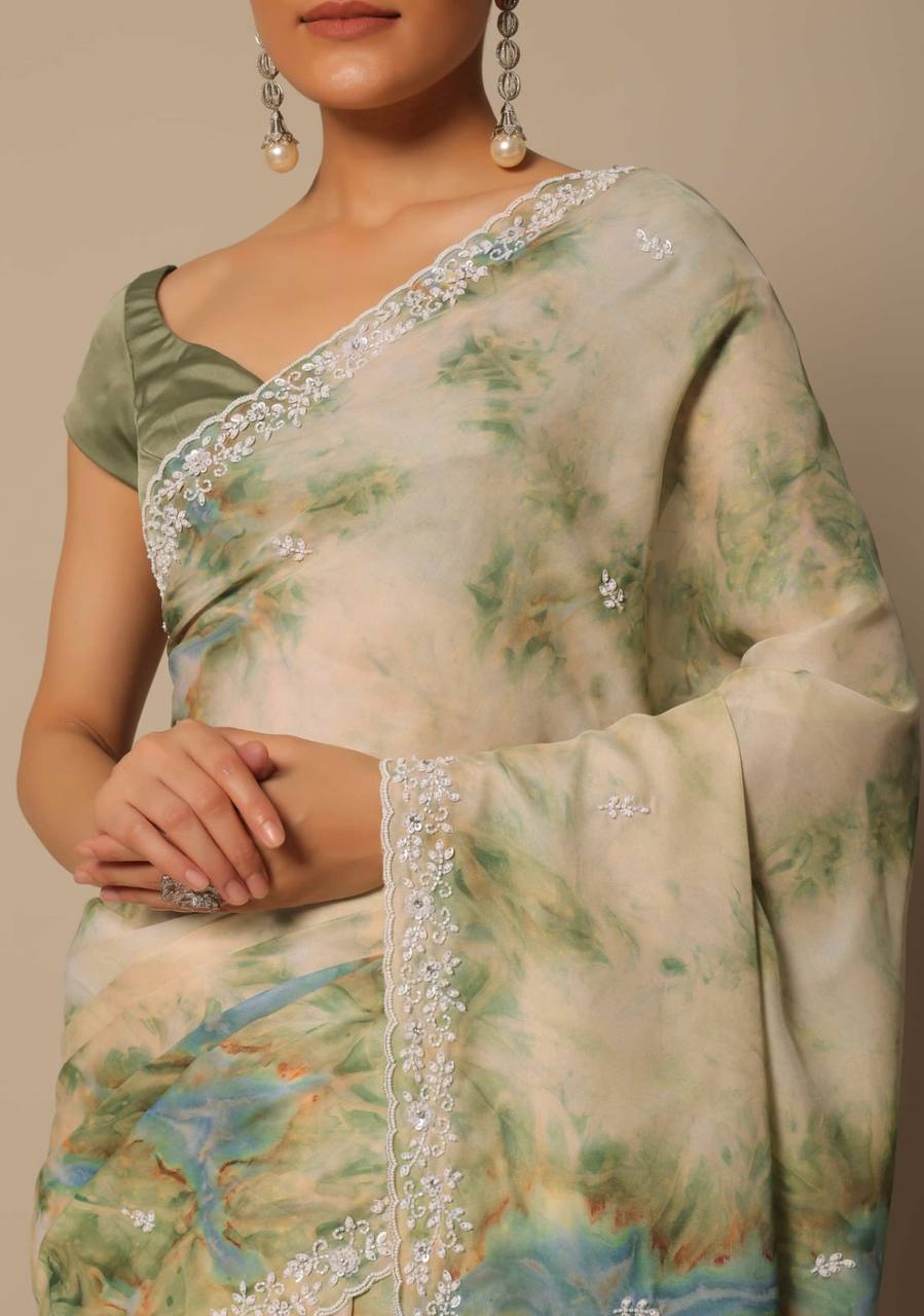Floral Pastal Print Soothing Looks Saree