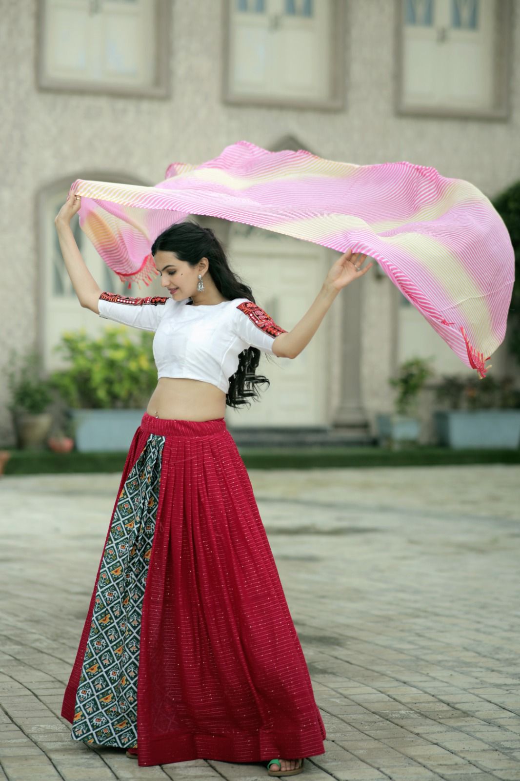 Pink Red Vibe Ready To Wear Lehenga
