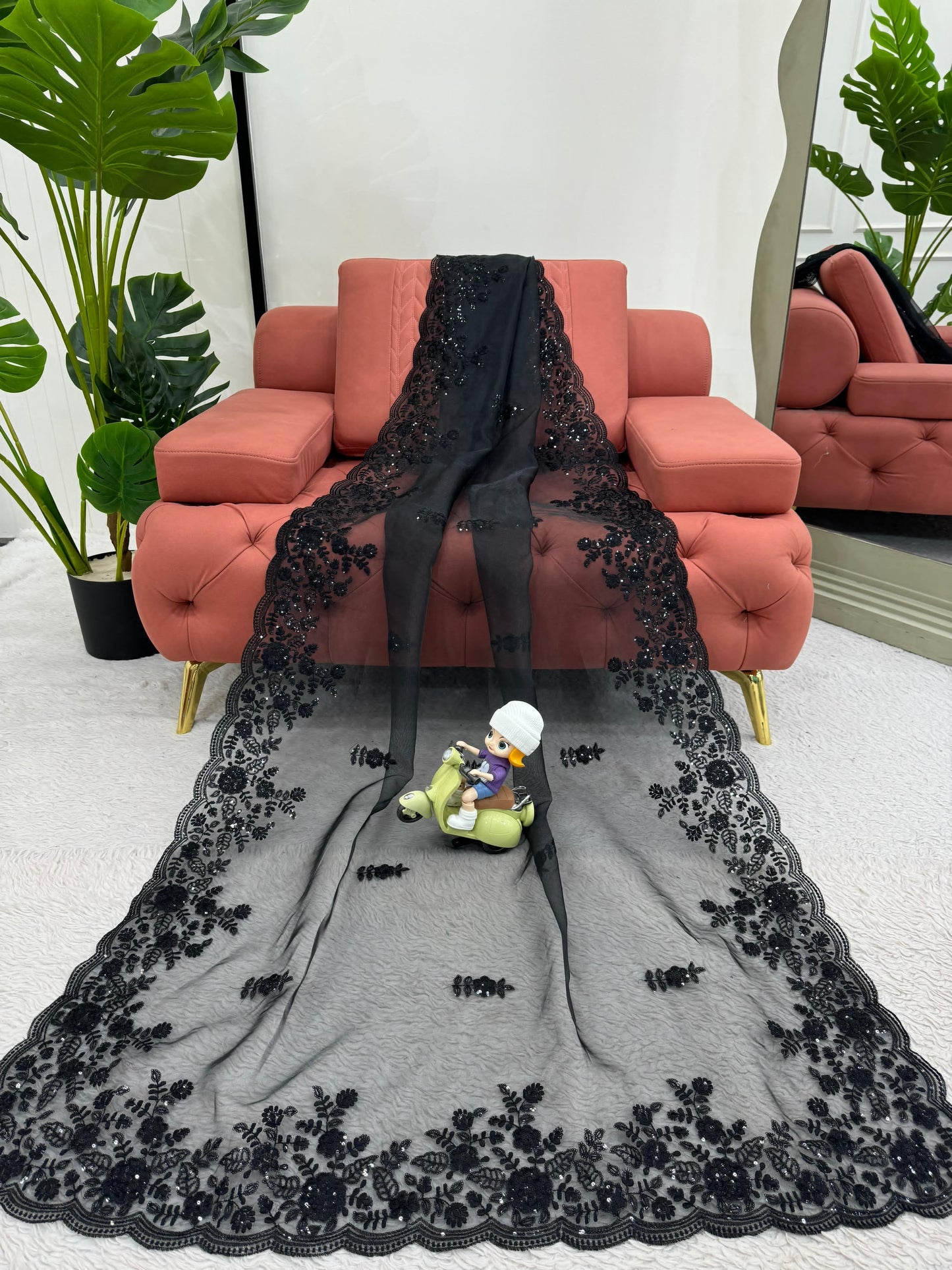 Black Organza Sequin Work Saree