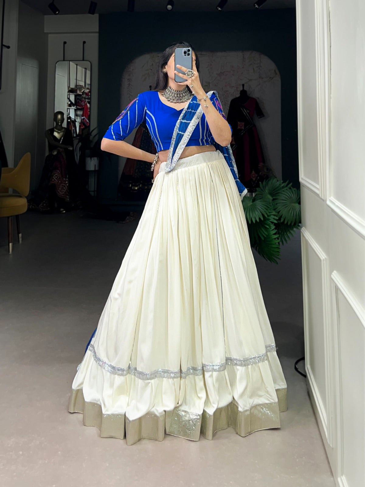 Celebrate the festivities in white Navratri lehenga