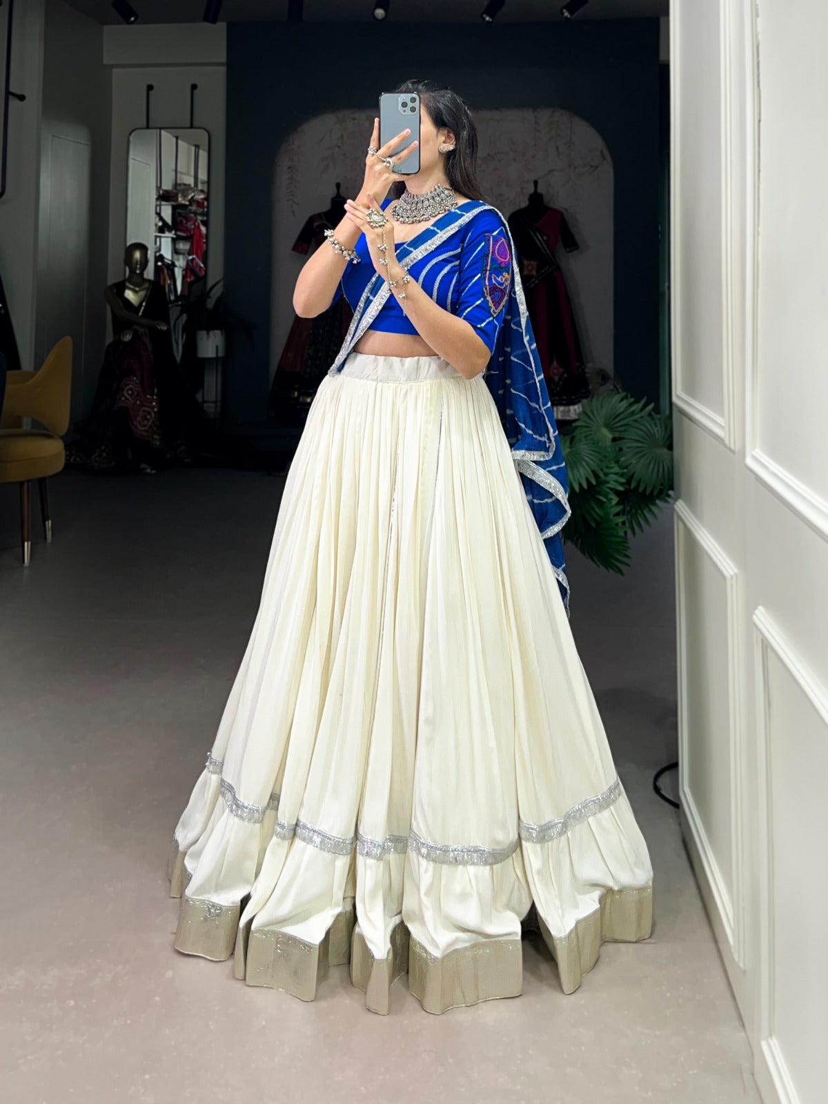 Celebrate the festivities in white Navratri lehenga