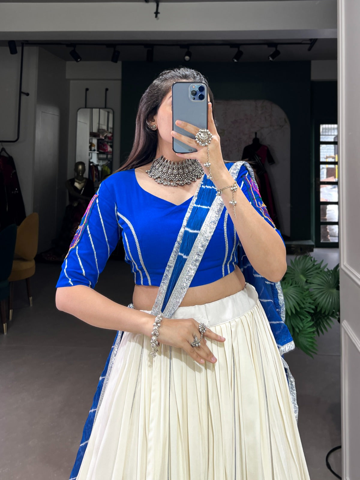 Celebrate the festivities in white Navratri lehenga