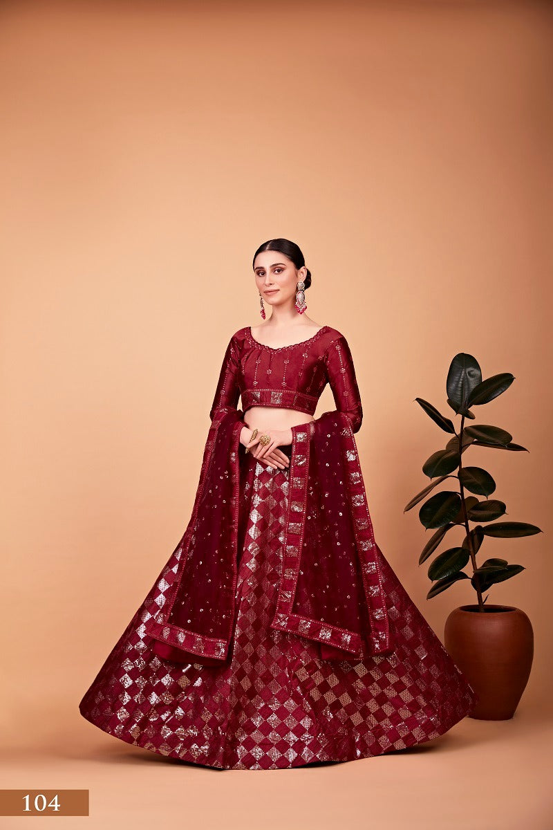 Eye Turner Premium Dark Red Lehanga Set