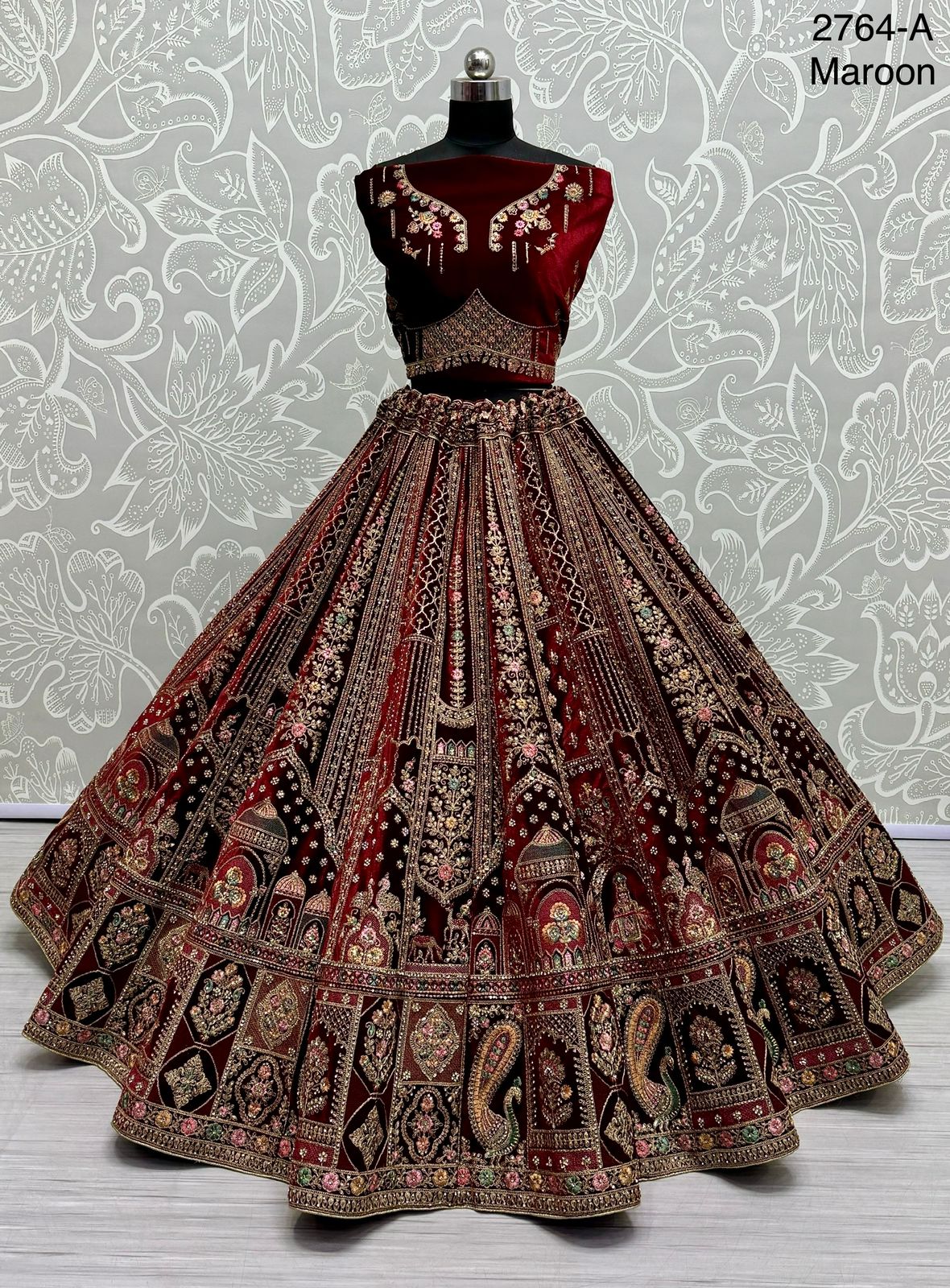 Eye catchy Designer Double dupatta Lehanga - Maroon