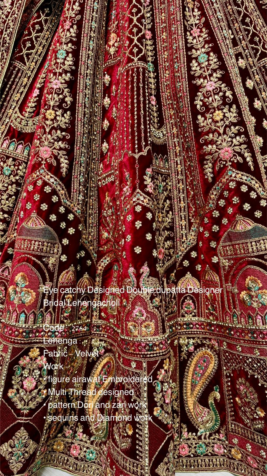 Eye catchy Designer Double dupatta Lehanga - Maroon