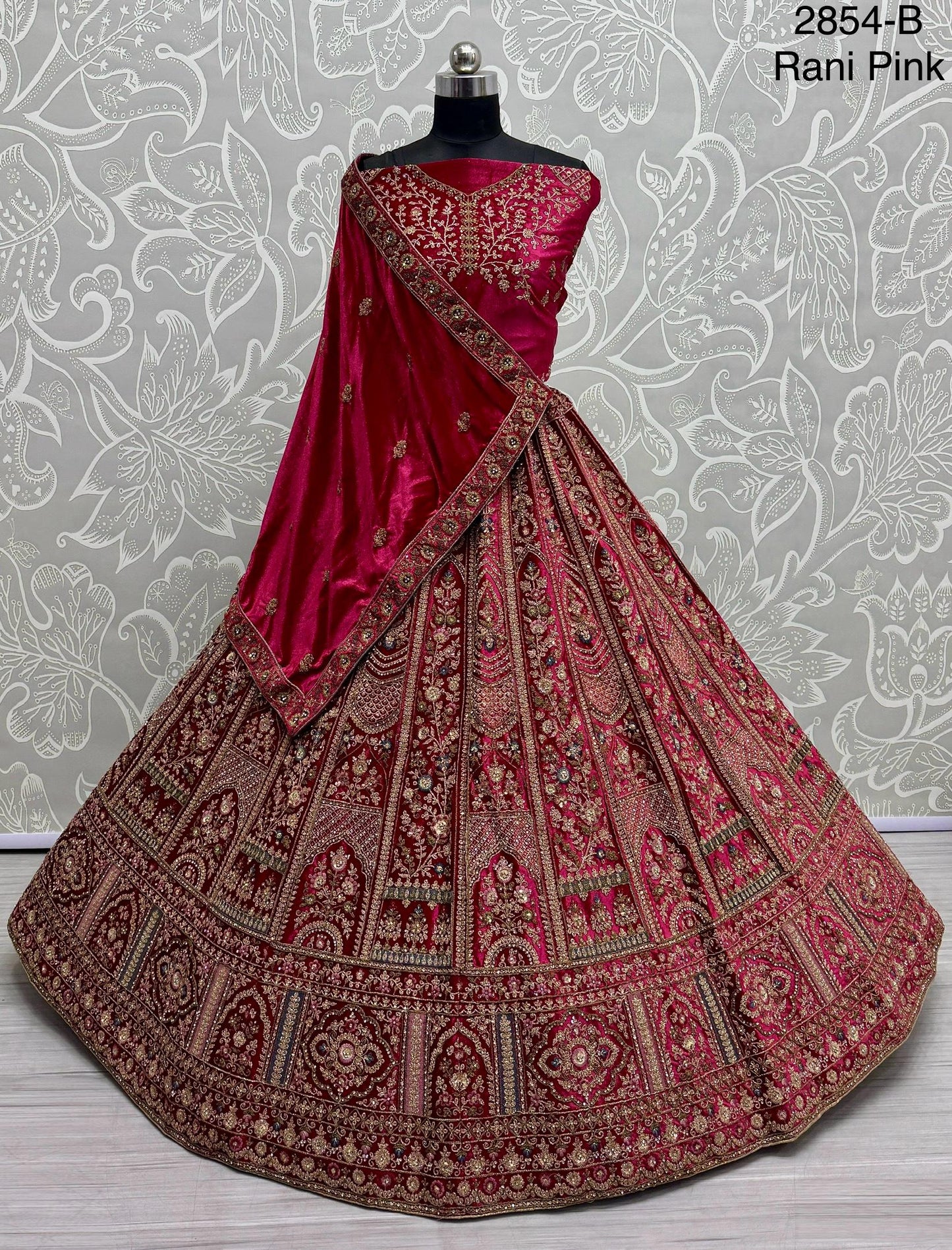 Graceful Premium Handworked Lehanga in Rani Pink