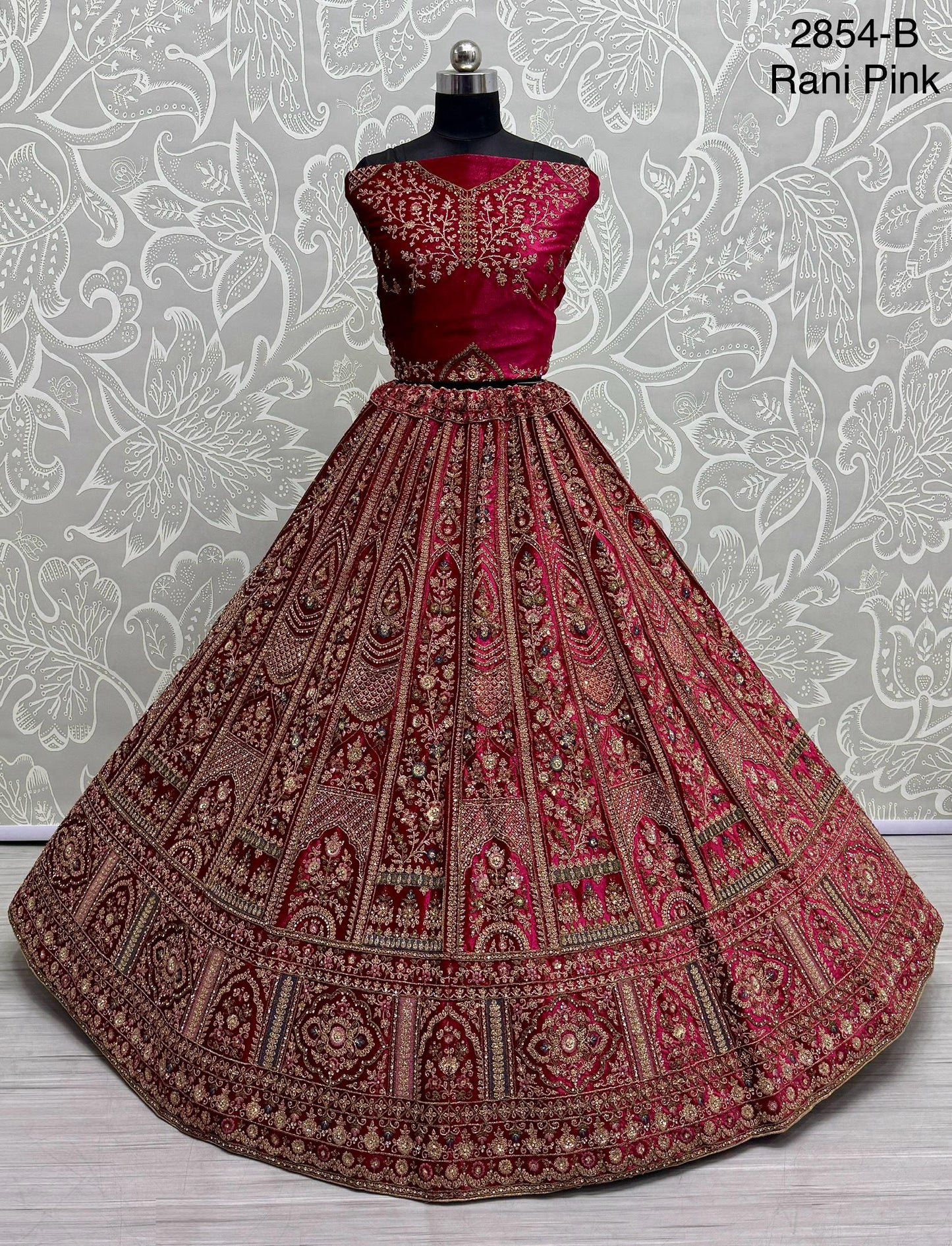 Graceful Premium Handworked Lehanga in Rani Pink