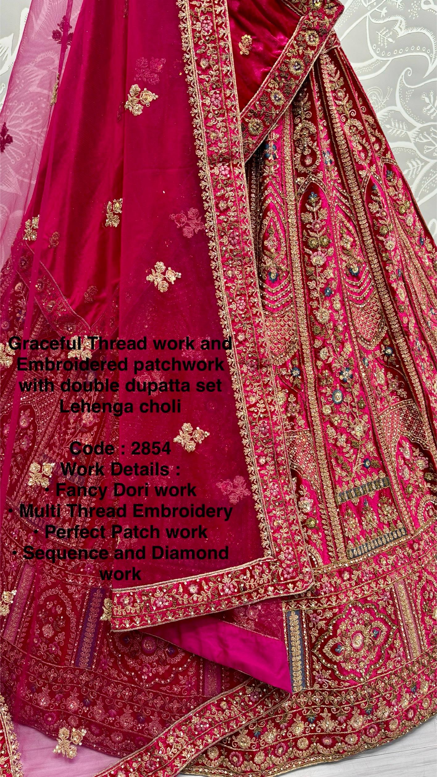 Graceful Premium Handworked Lehanga in Rani Pink