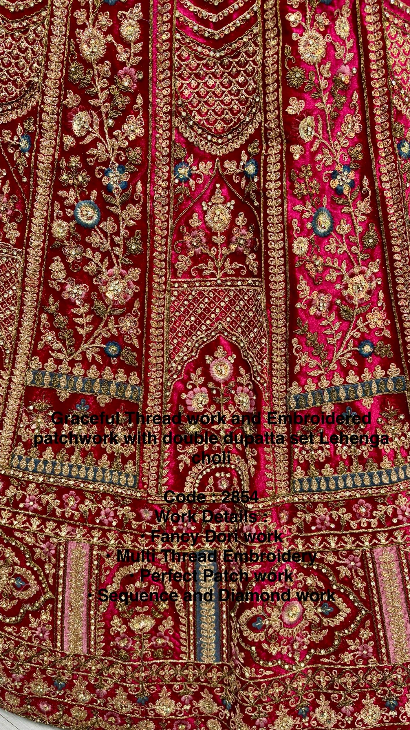 Graceful Premium Handworked Lehanga in Rani Pink