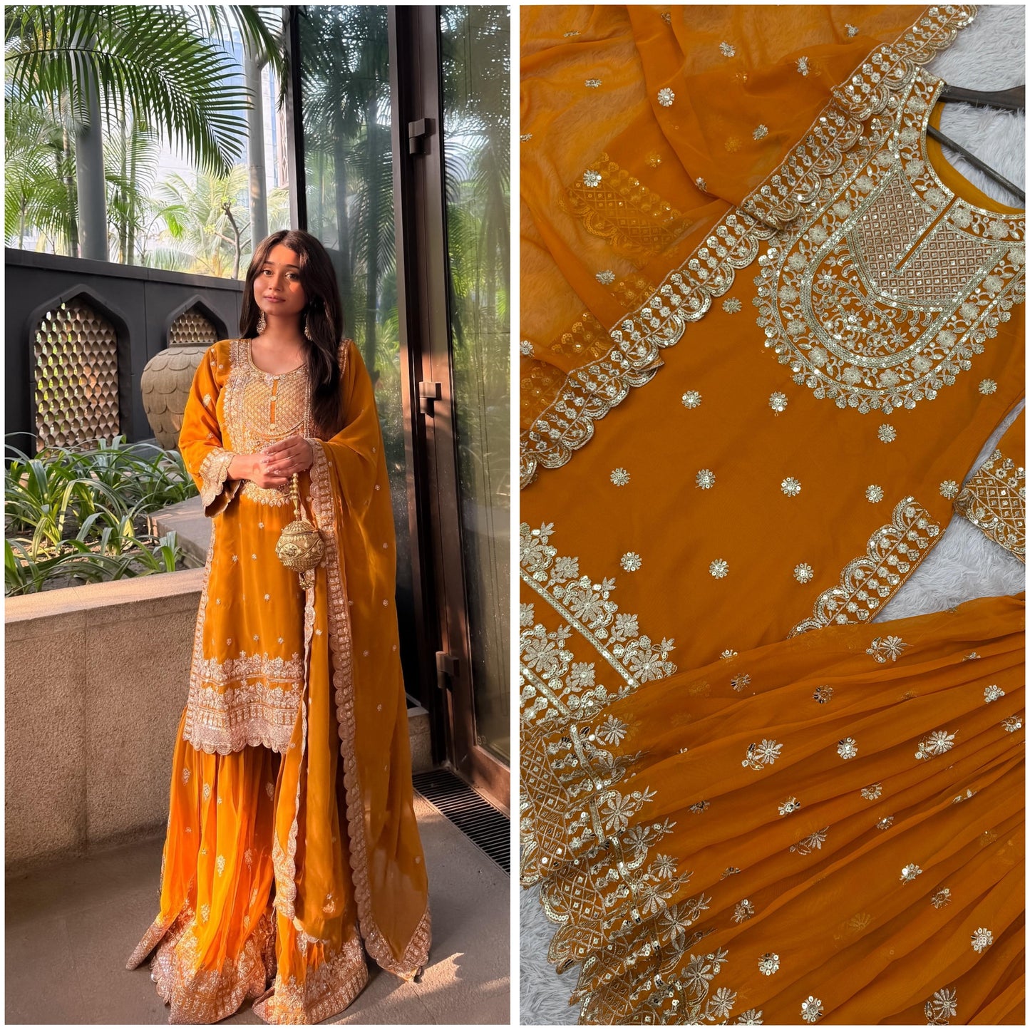 THREE PIECE KURTI WITH SHARARA AND BEAUTIFUL DUPATTA