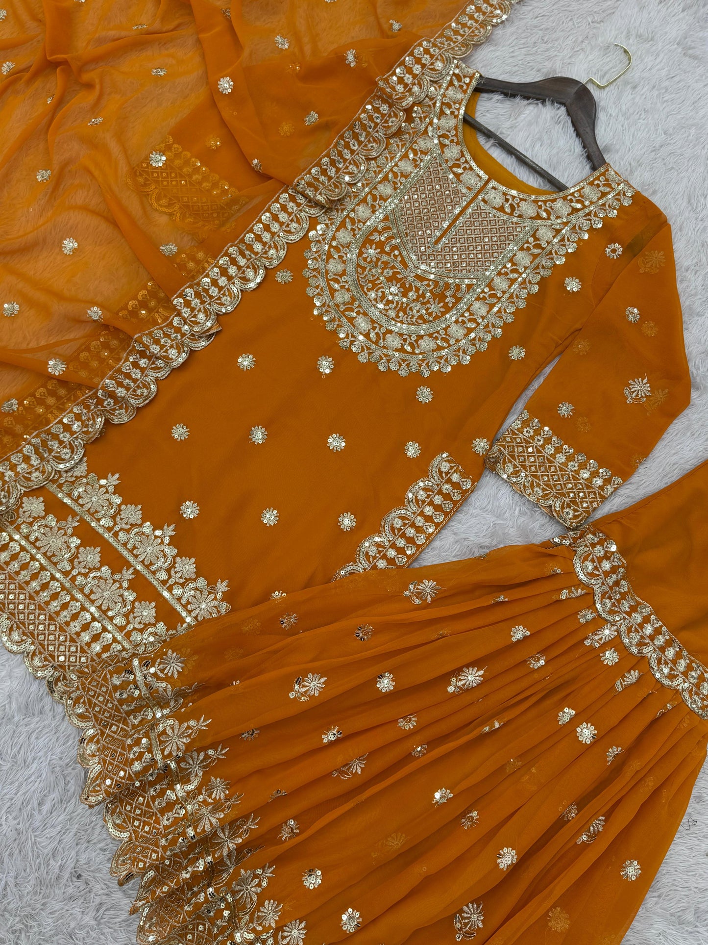 THREE PIECE KURTI WITH SHARARA AND BEAUTIFUL DUPATTA