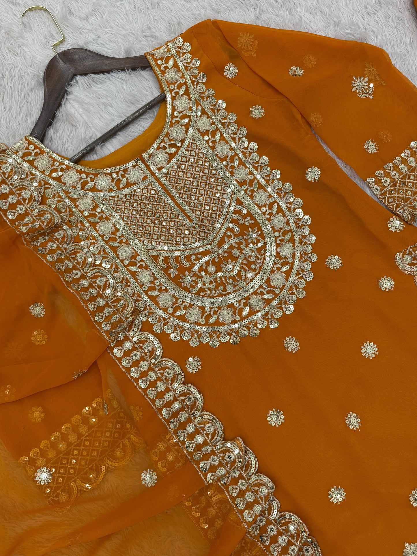 THREE PIECE KURTI WITH SHARARA AND BEAUTIFUL DUPATTA