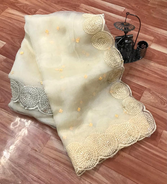 Adorable, head-turning Organza Silk Sarees in Three Colours