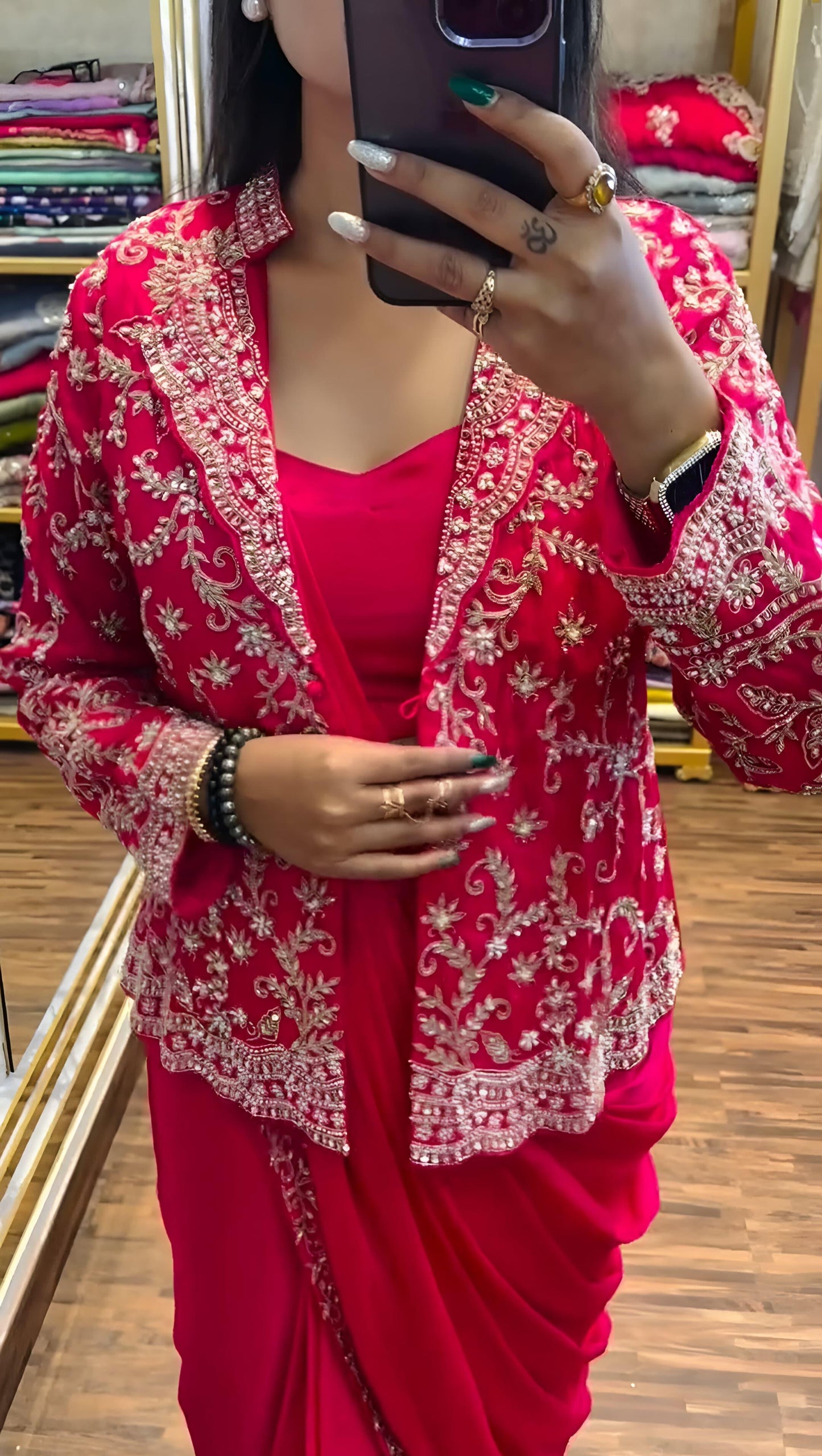 Exclusive Jacket Saree Set - Ready To Wear