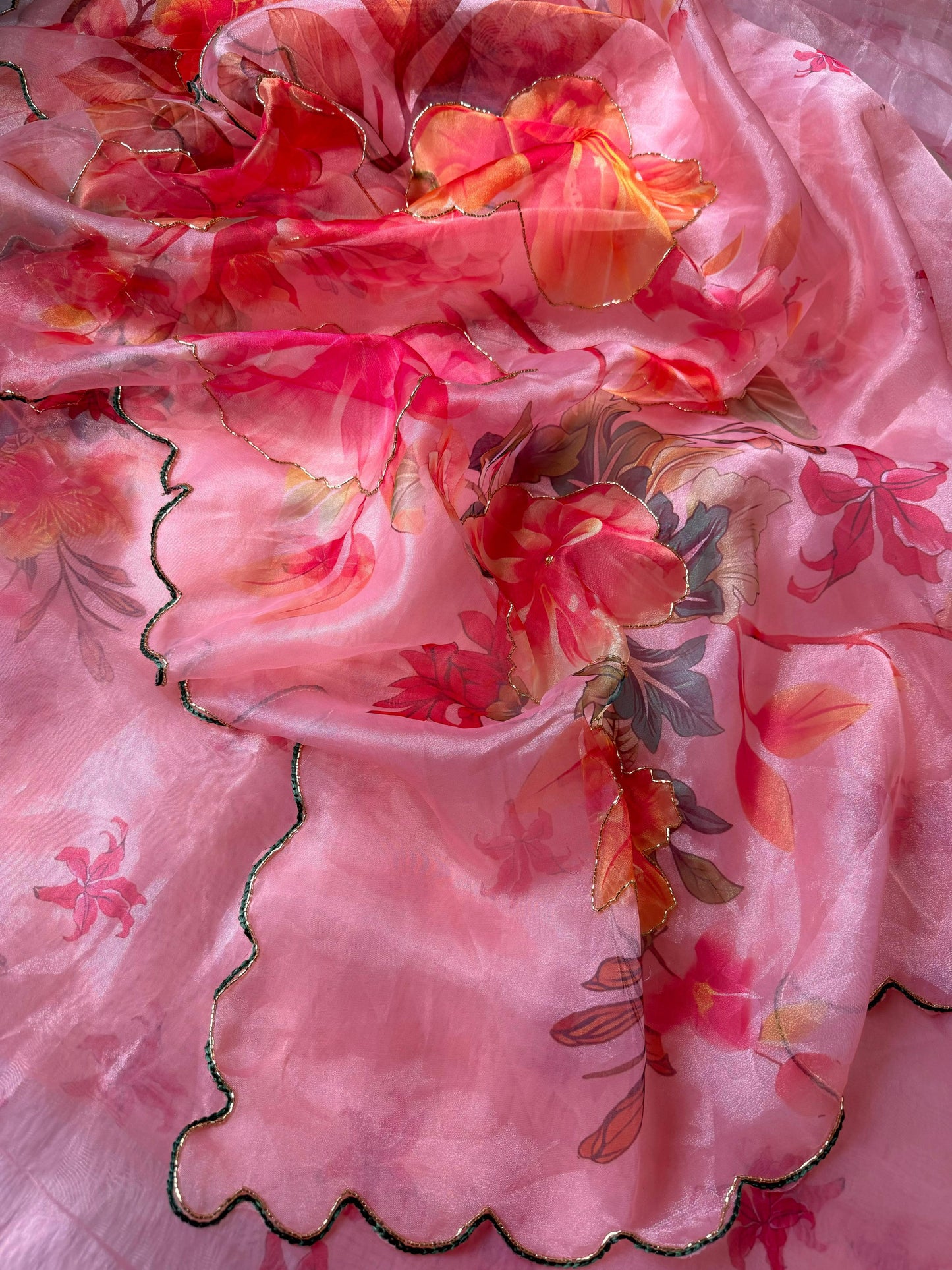 Elegant Floral Organza Saree
