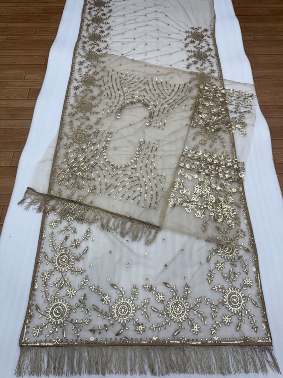 Dark Beige Bling Bollywood Style Saree