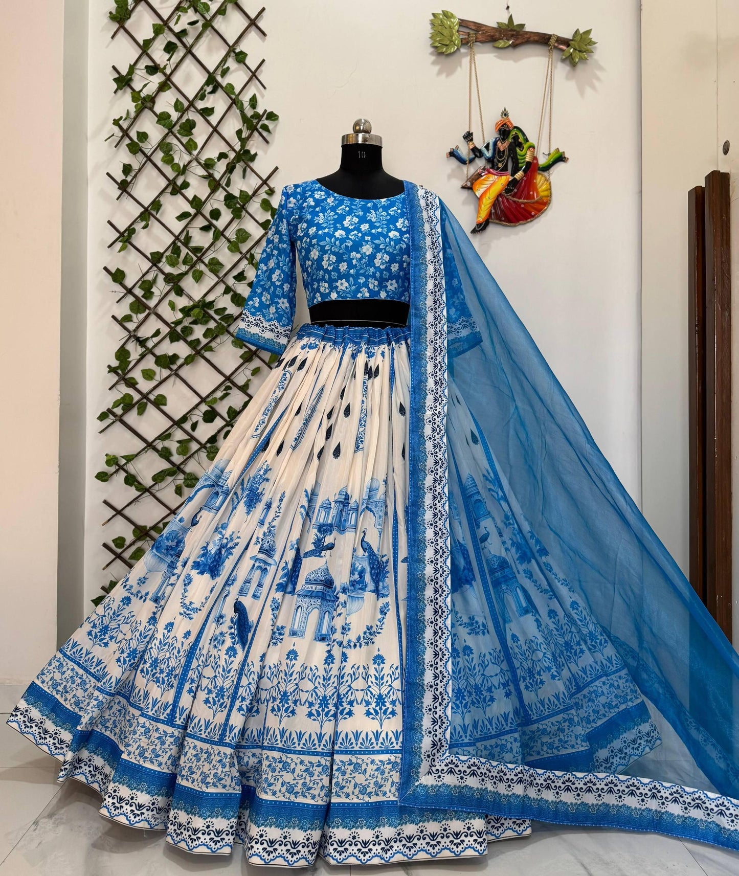 Breezy & Trendy Floral Cool Blue Lehenga