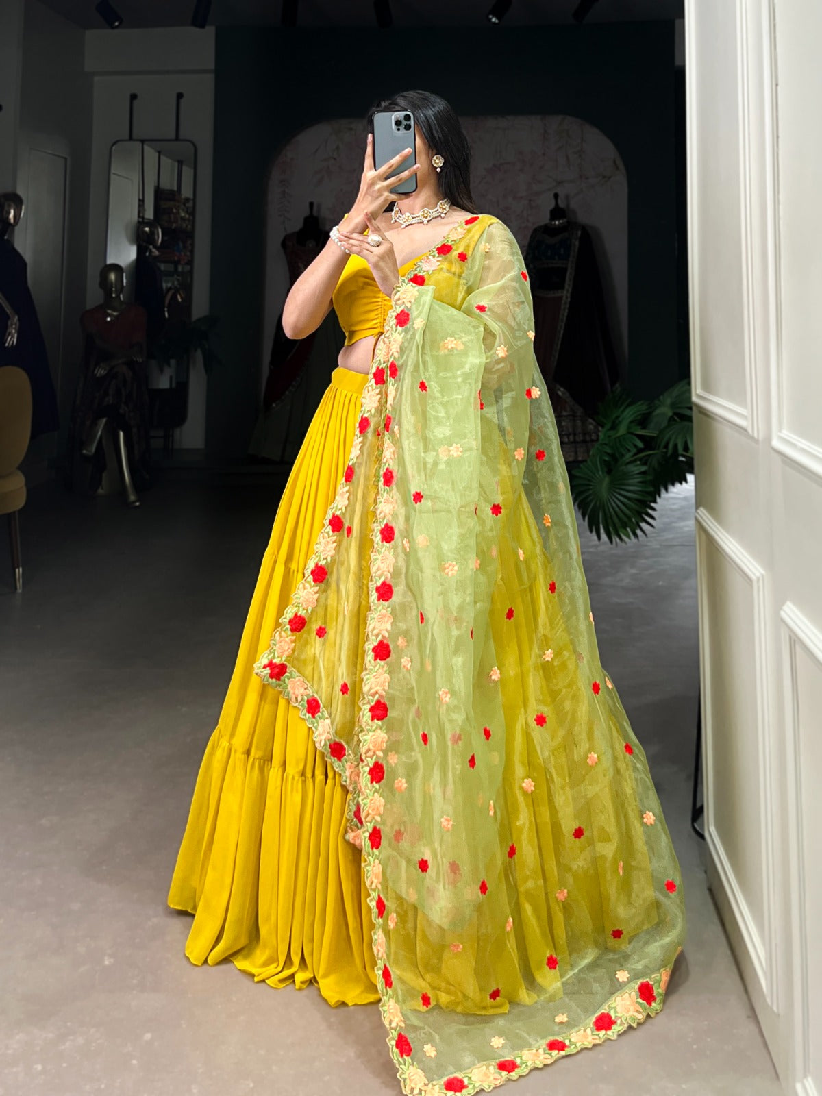 Grace in every pleat, glow in every step - Haldi Auspicious Lehanga - Ready To Wear