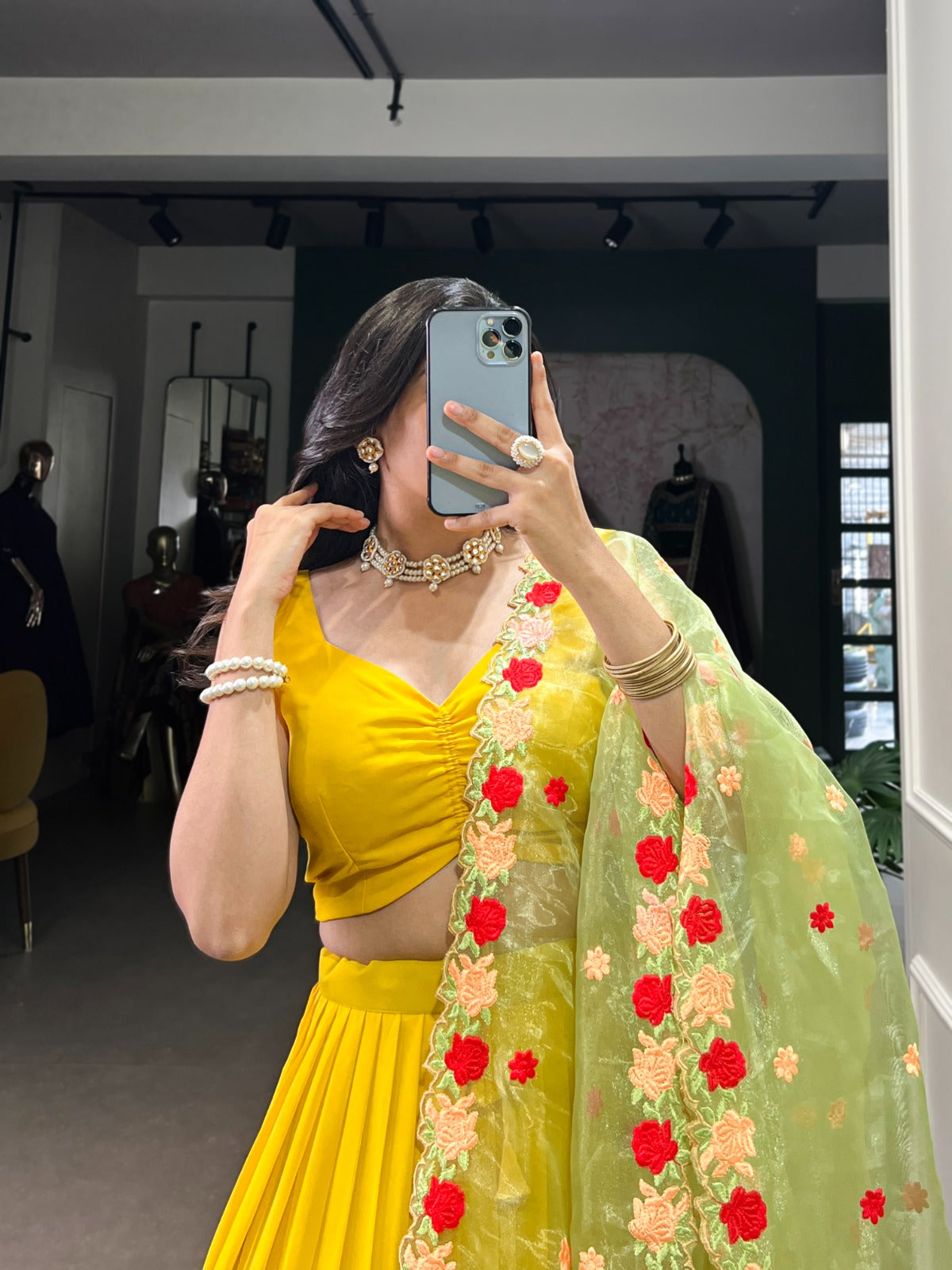Grace in every pleat, glow in every step - Haldi Auspicious Lehanga - Ready To Wear