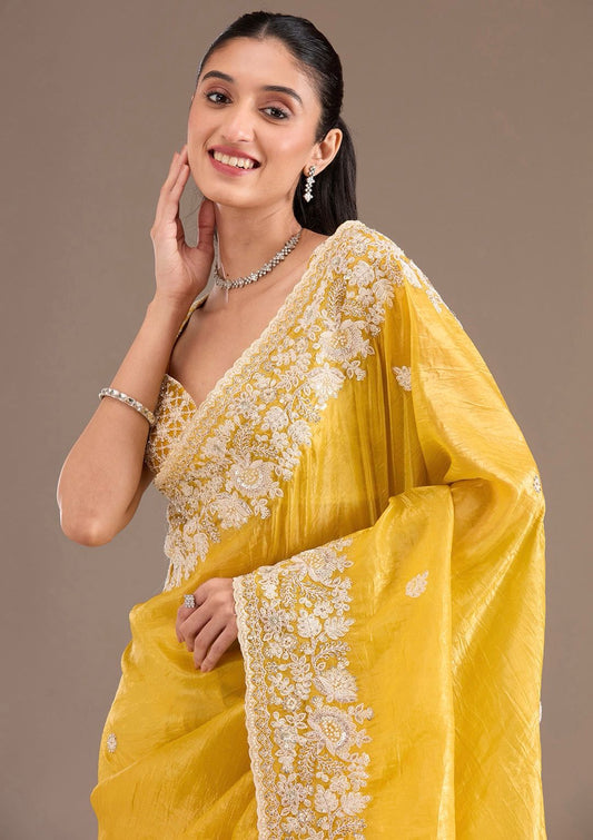 Gold Crush Yellow Premium Saree